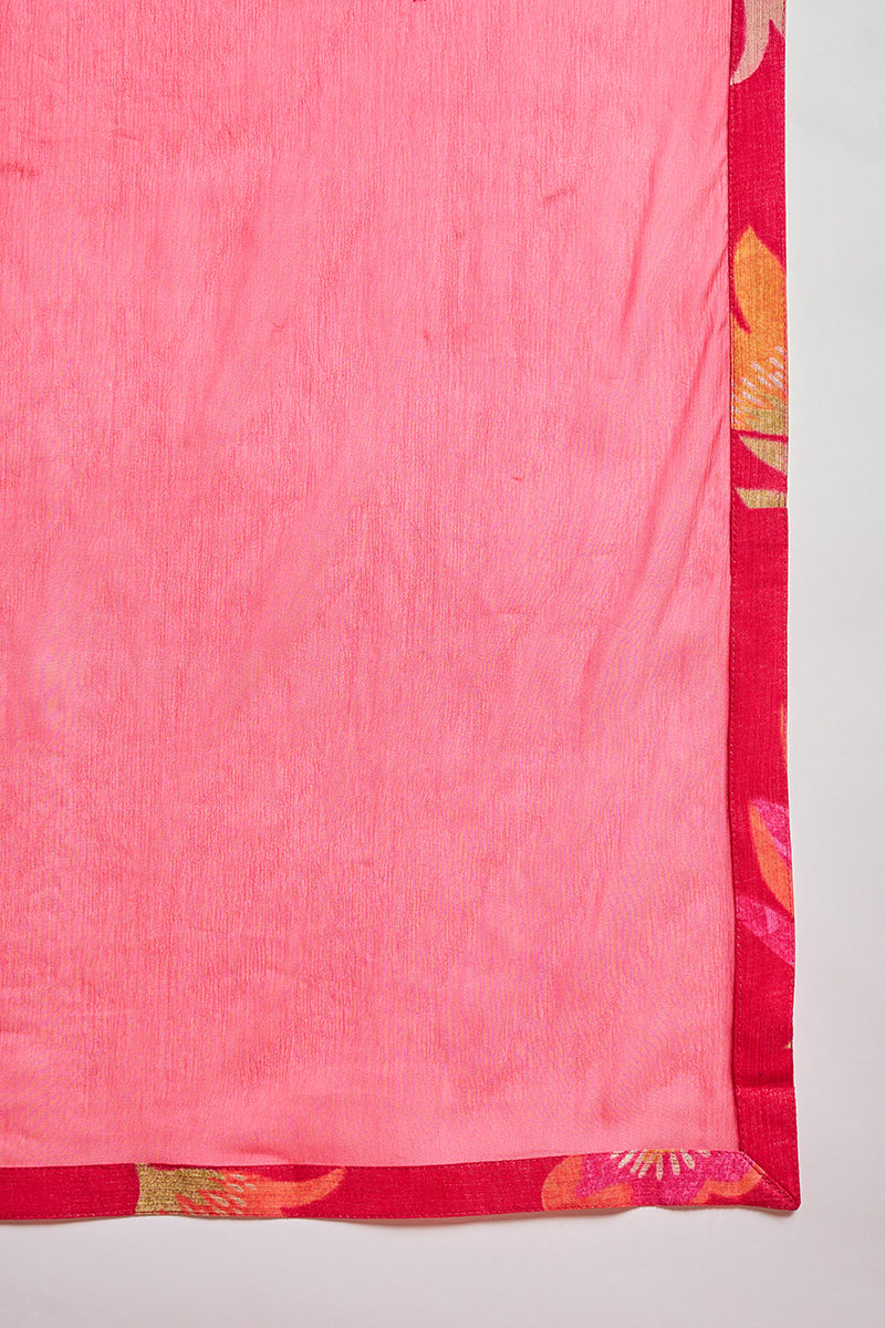 Pink Viscose Floral Printed Kurta Set PKSKD3162