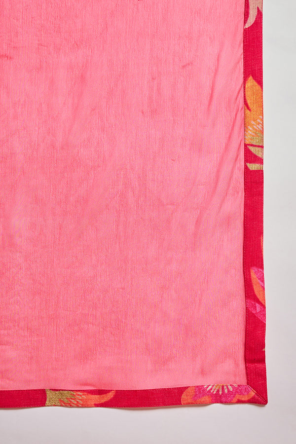 Pink Viscose Floral Printed Kurta Set PKSKD3162