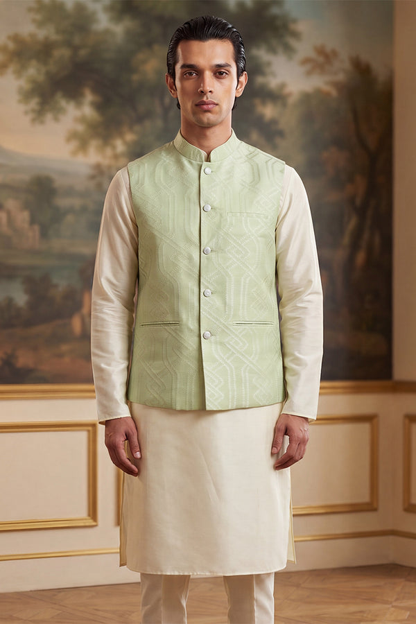 Green Jacquard Woven Design Solid Koti MKOT1039