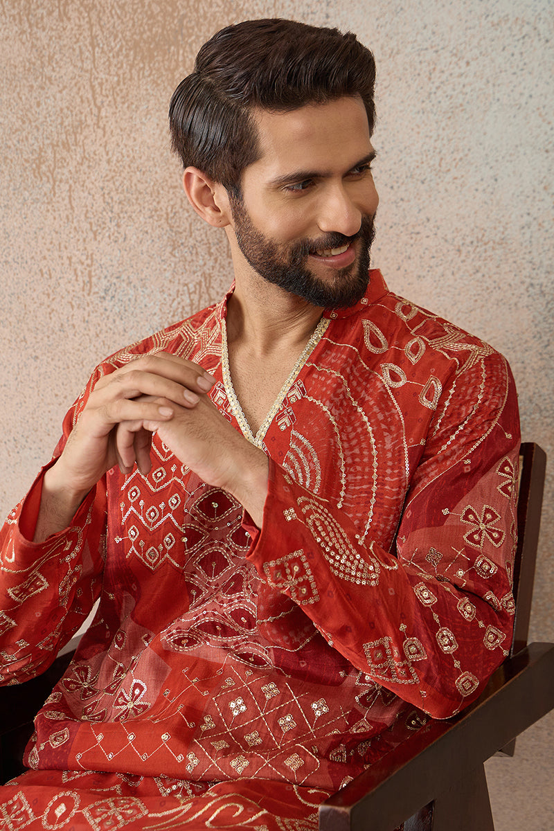 Orange Modal Ethnic Motifs Printed Kurta MKU2457