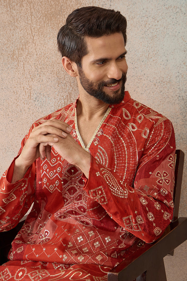 Orange Modal Ethnic Motifs Printed Kurta MKU2457