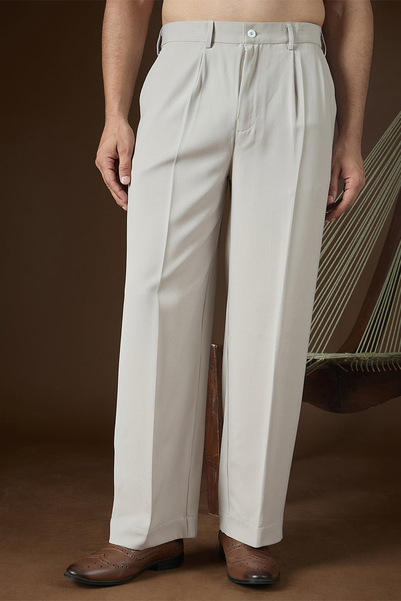 Grey Modal Solid Regular Korean Pant MBOT1016
