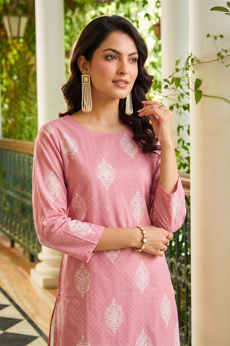 Pink Printed Fancy Daily Wear Kurti VCK1317