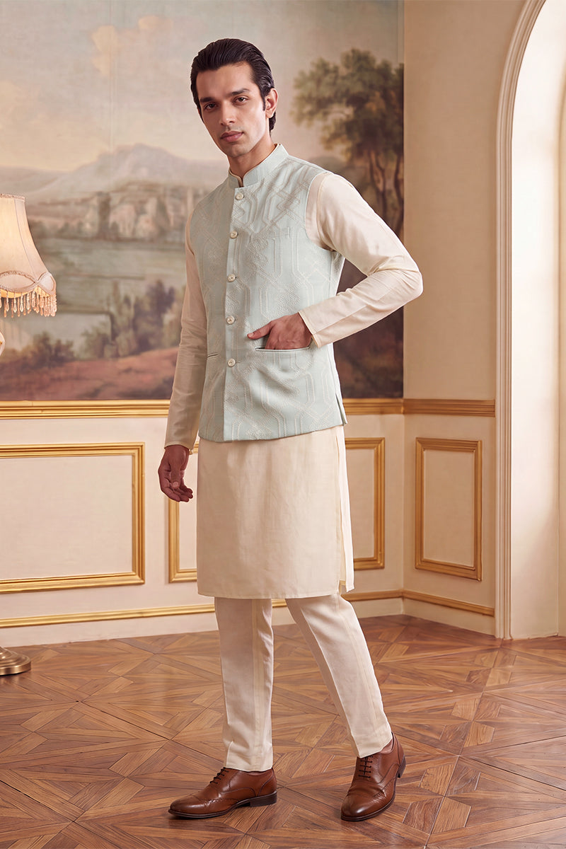 Blue Jacquard Woven Design Solid Koti MKOT1041