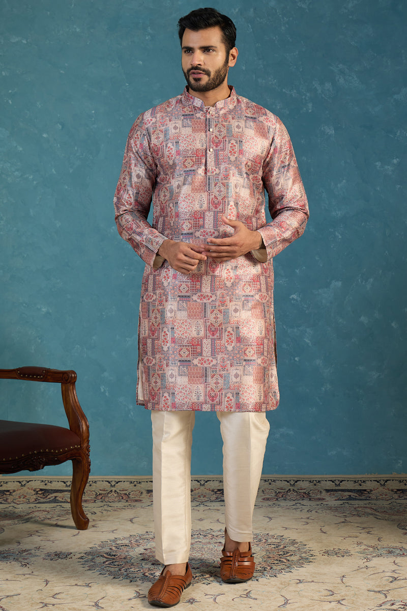 Multi Silk Blend Printed Straight Kurta MKU1939