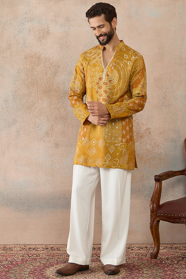 Green Silk Blend Ethnic Motifs Embroidered Kurta MKU2456