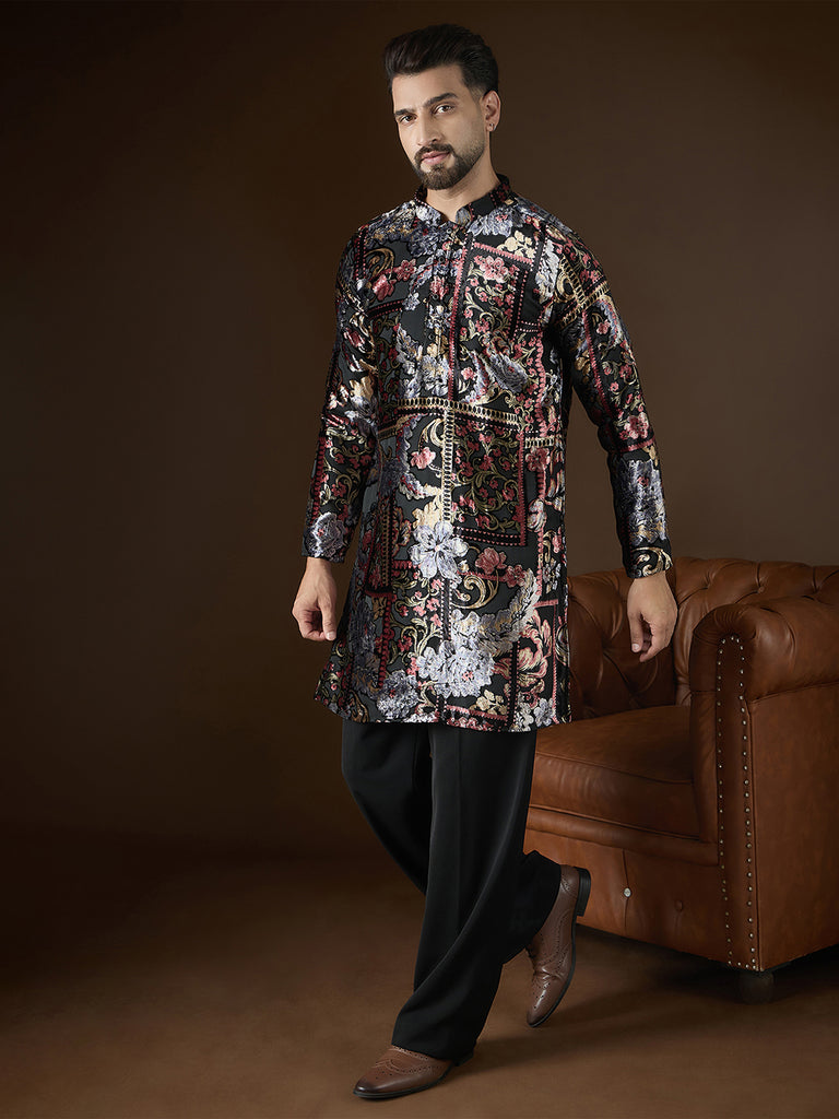 Black Velvet Geometric Printed Kurta MKU2723