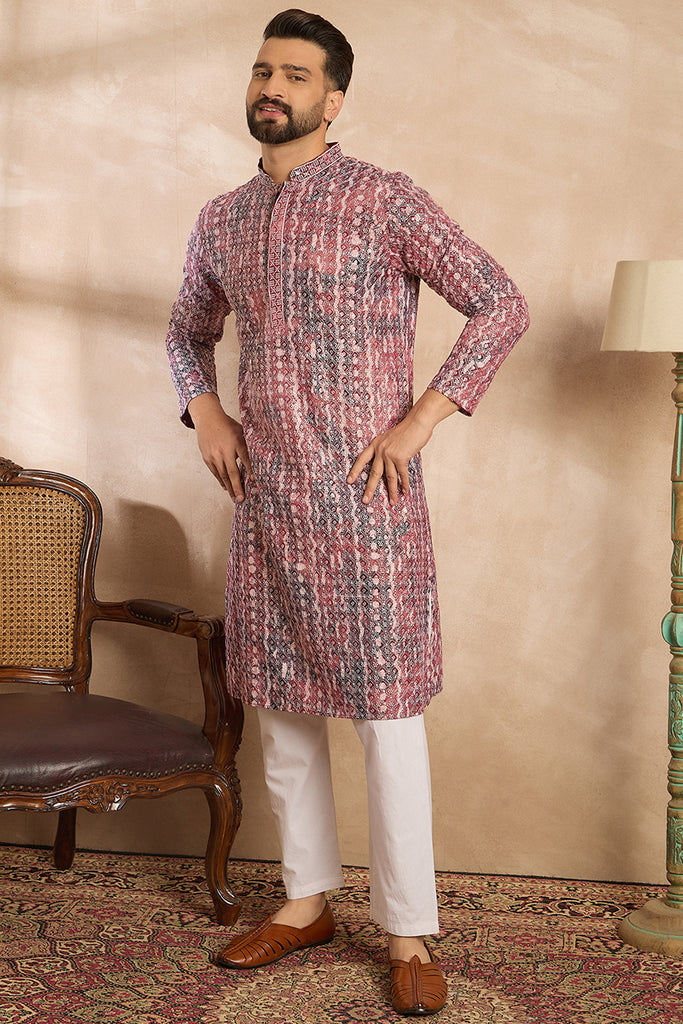 Brown Viscose Rayon Solid Printed Straight Kurta With Trouser MKSET1660