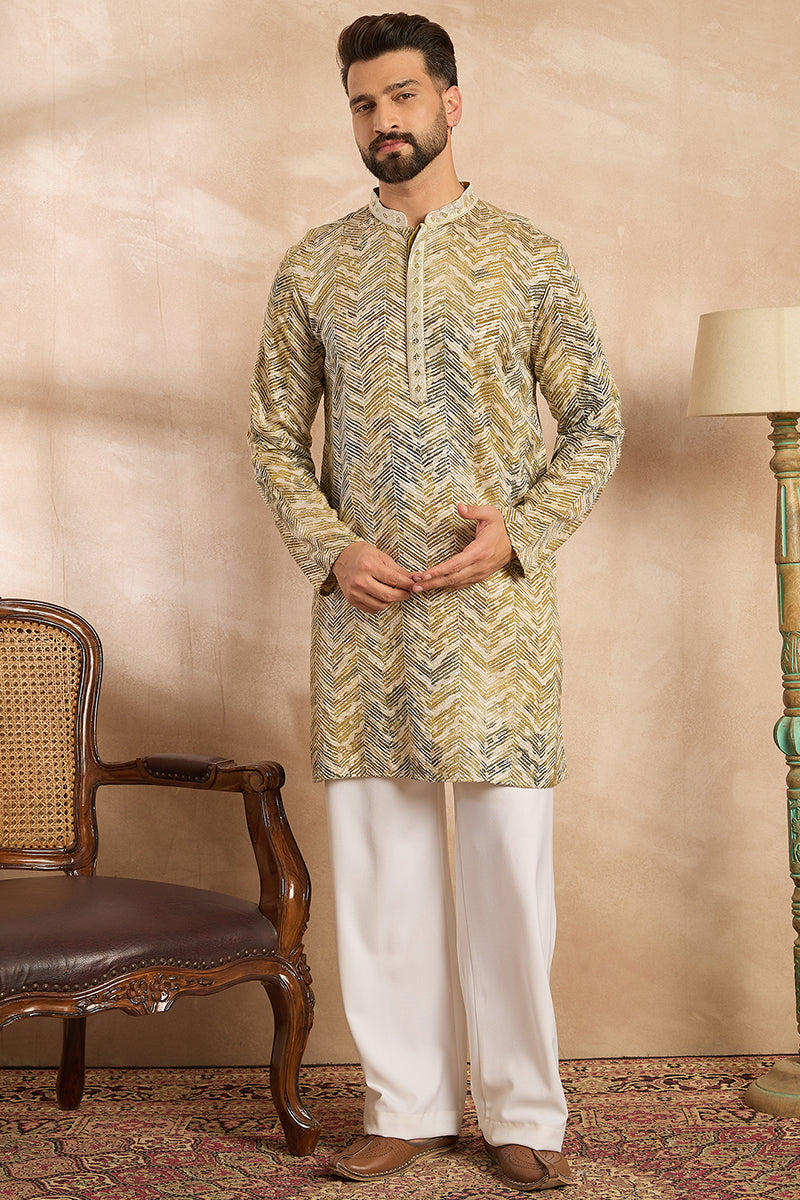 Green Silk Blend Solid Embroidered Straight Kurta With Trouser MKSET1730