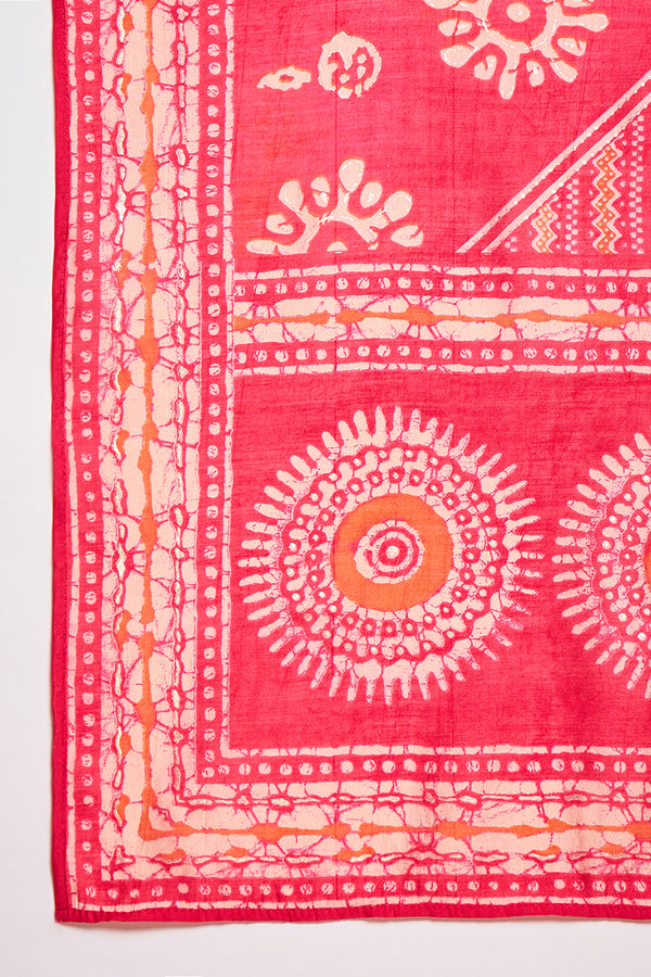 Pink Rayon Blend Floral Printed Straight Kurta Trouser With Dupatta VKSKD3214