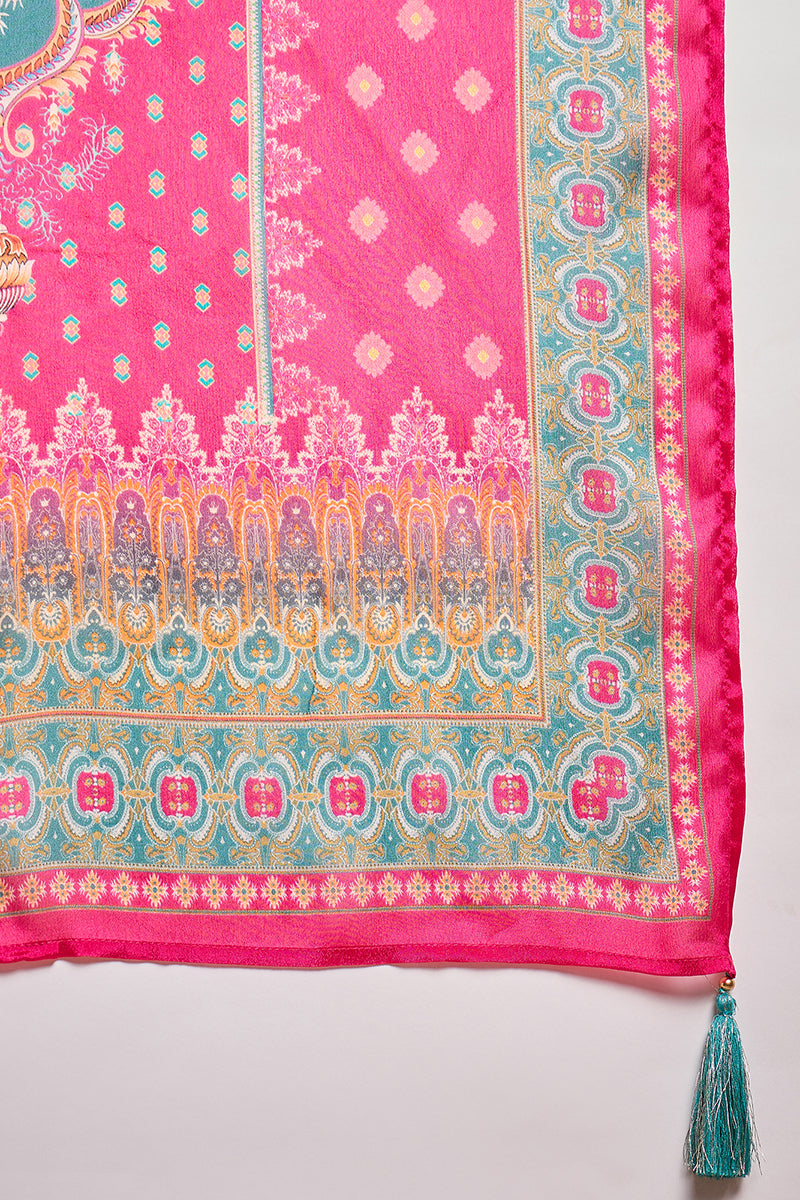 Pink Viscose Rayon Embroidered Kurta Trouser With Dupatta  HPKSKD2789