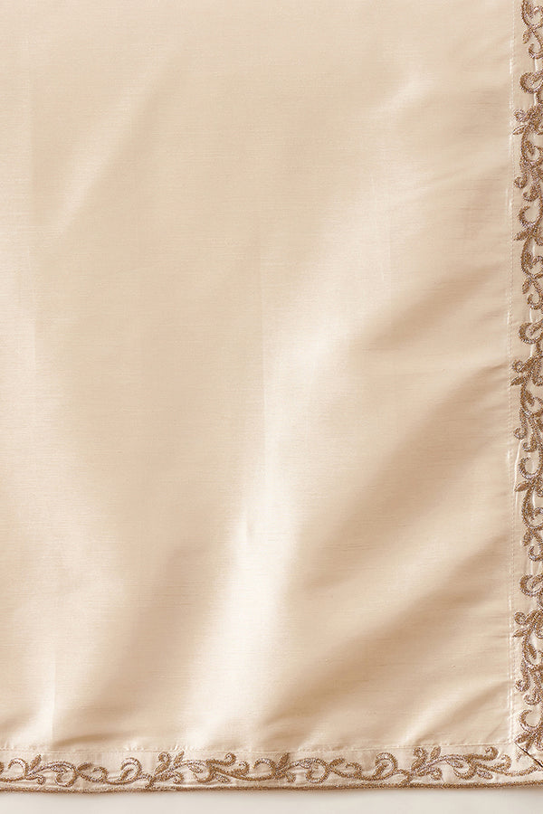 Off White Silk Blend Solid Embroidered Kurta & Trouser With Dupatta MKPD1021