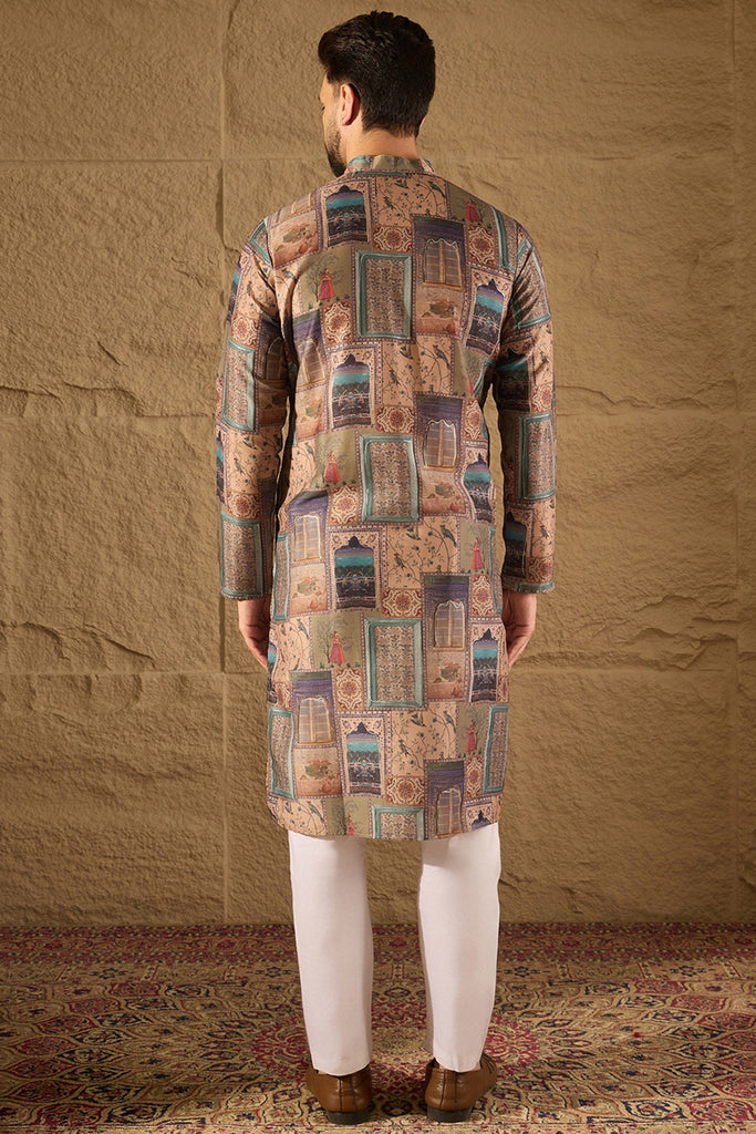 Multi Viscose Rayon Ethnic Motifs Embroidered Straight Kurta with Trouser MKSET1306
