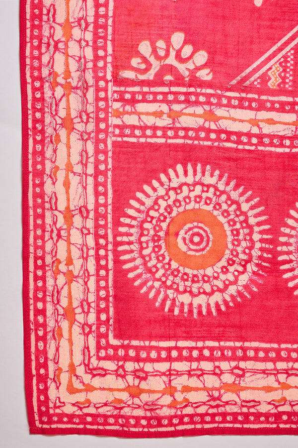 Pink Cotton Blend Abstract Printed Straight Kurta Trouser With Dupatta VKSKD3213