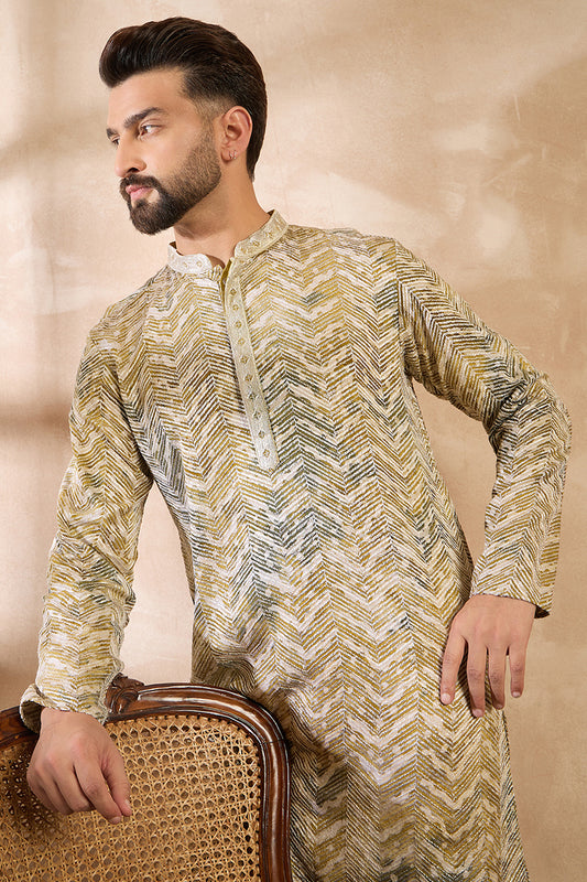 Green Silk Blend Solid Embroidered Straight Kurta With Trouser MKSET1730