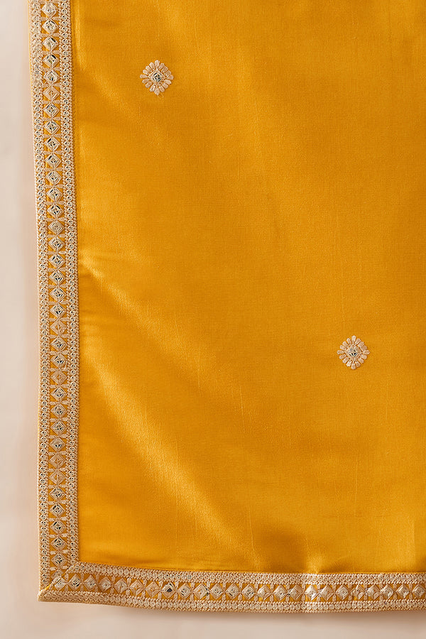 Yellow Silk Blend Solid Embroidered Kurta And Trouser With Dupatta MKPD1015
