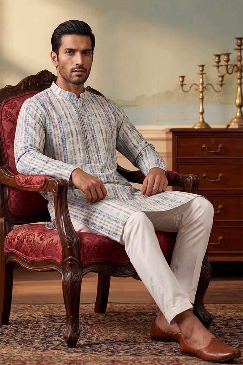 Multi Silk Blend Abstract Printed Kurta MKU2252
