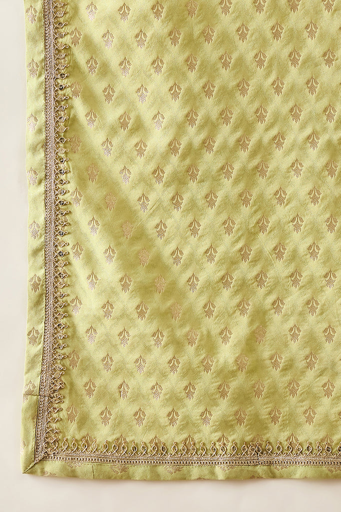 Green Jacquard Woven Design Floral Straight Kurta Sets MKPD1018