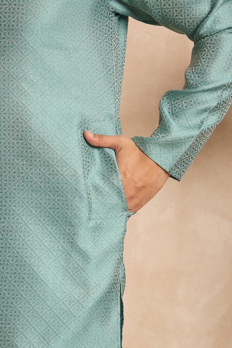 Green Polyester Solid Embroidered Straight Kurta With Trouser MKSET1735