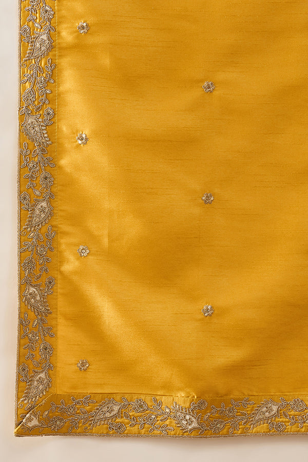 Yellow Silk Blend Embroidered Ethnic Kurta with Dupatta MKUD1023