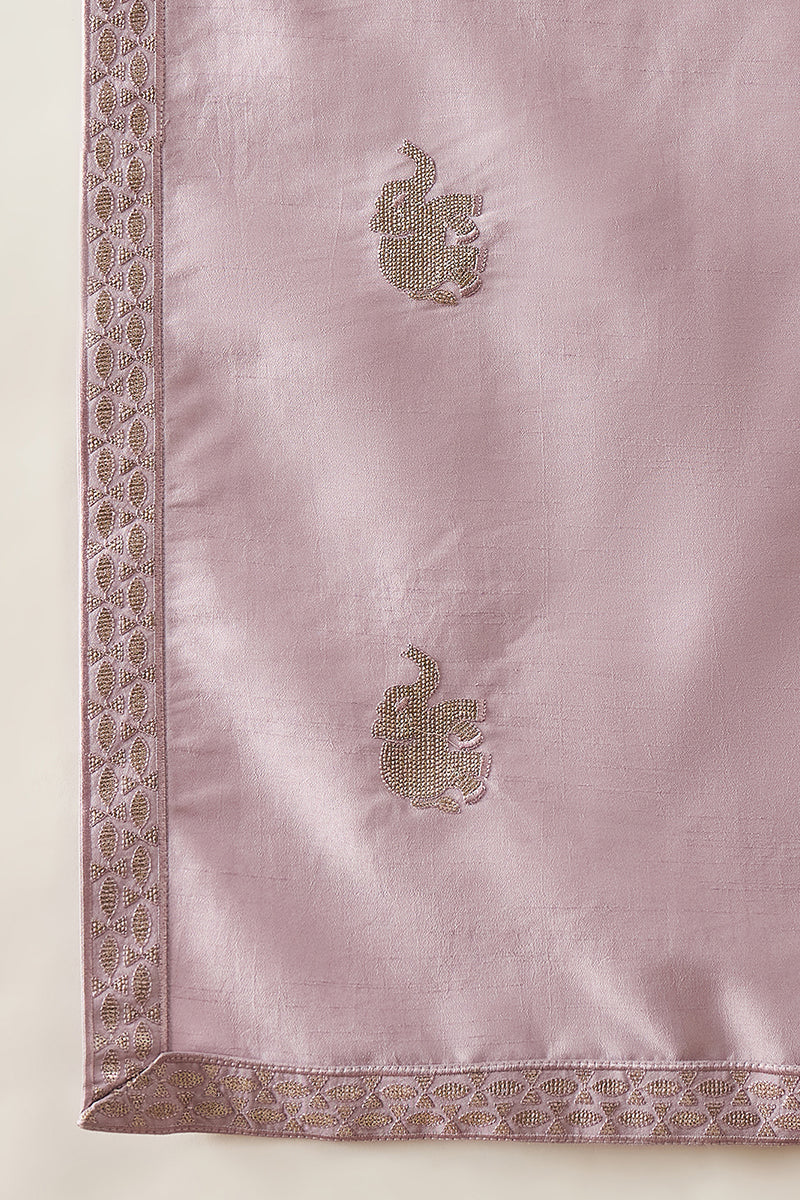 Lavender Silk Blend Solid Embroidered Kurta and Trouser With Dupatta MKPD1050