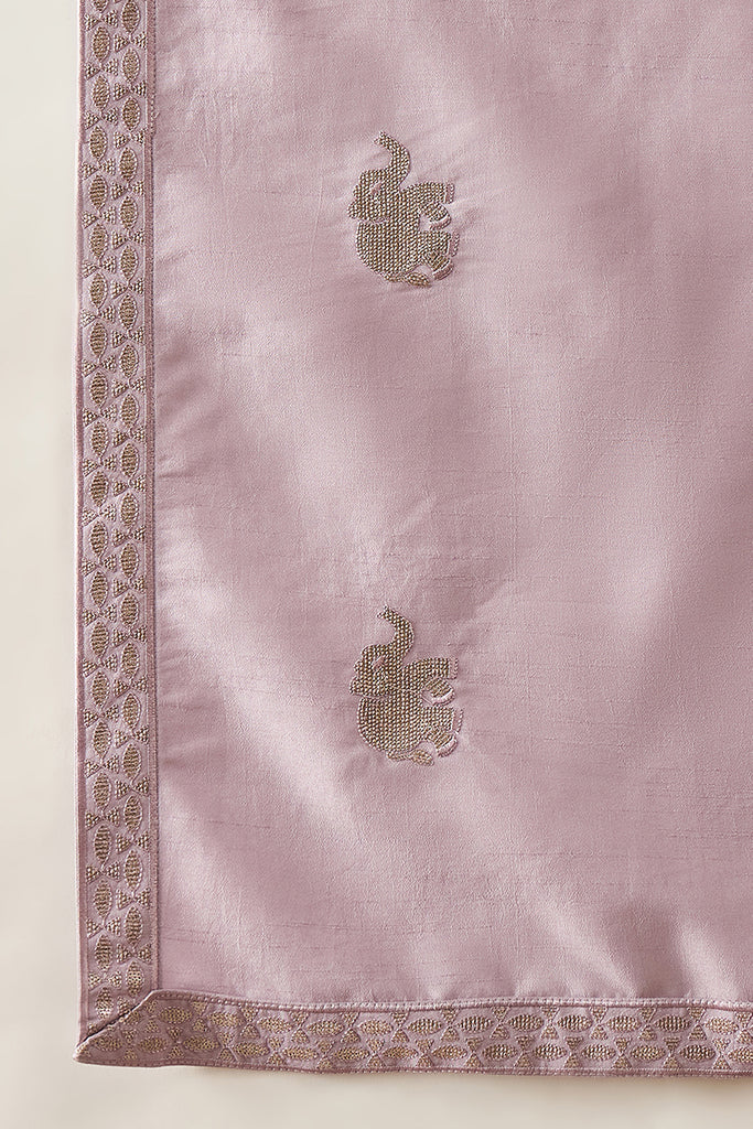 Lavender Silk Blend Solid Embroidered Kurta and Trouser With Dupatta MKPD1050