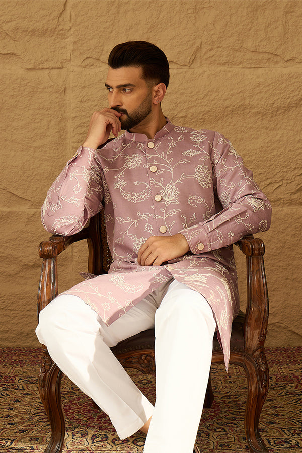 Lavender Viscose Rayon Solid Embroidered Straight Kurta MKU1704