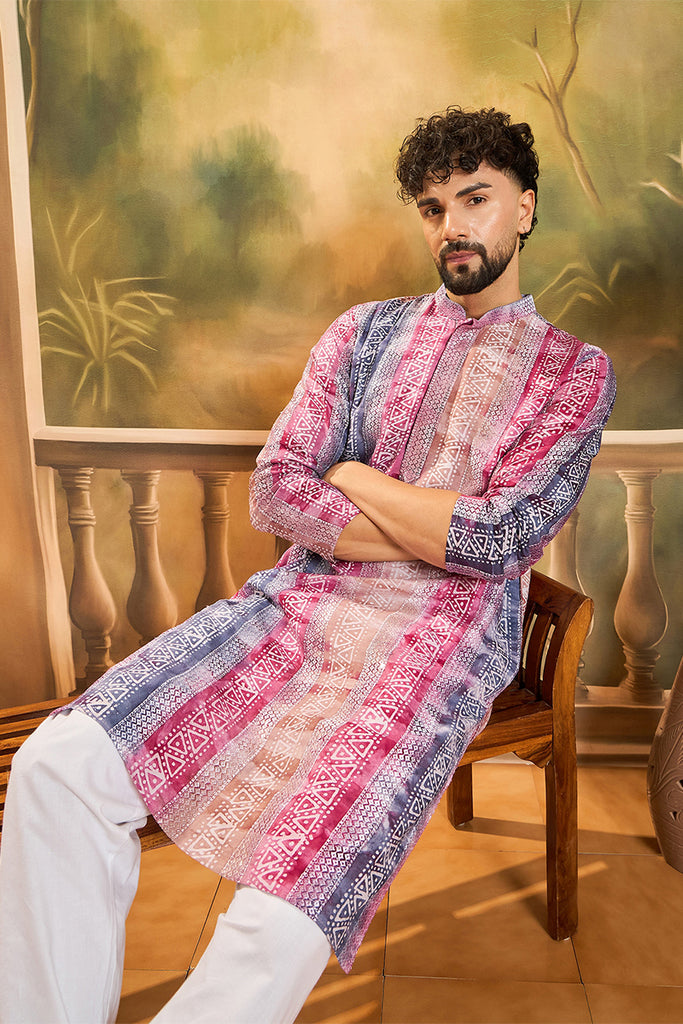 Multi Viscose Rayon Batik Printed Straight Kurta MKU1479