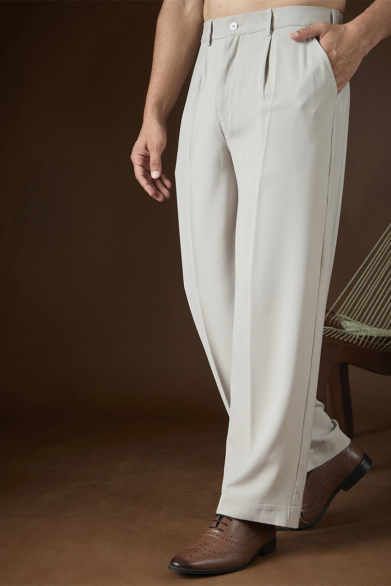 Grey Modal Solid Regular Korean Pant MBOT1016