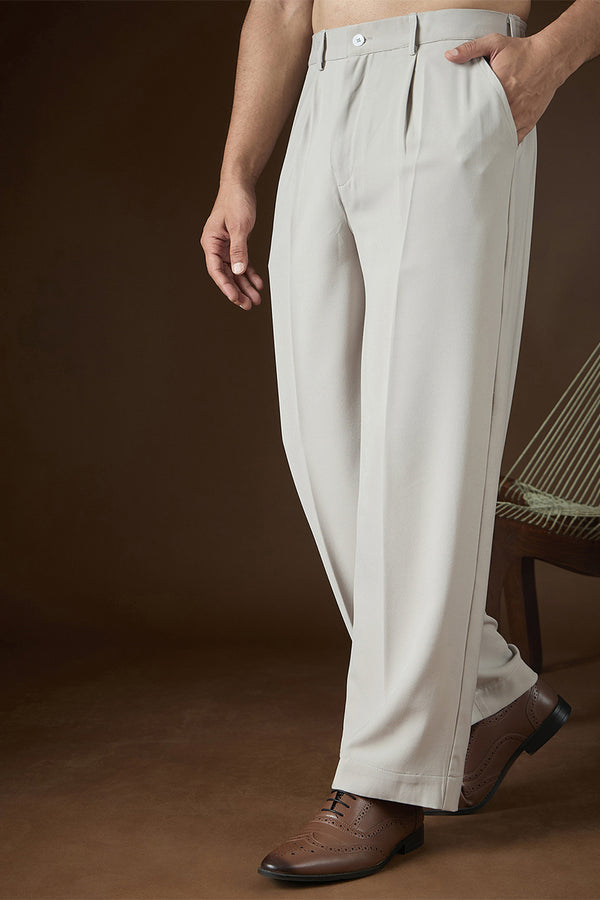 Grey Modal Solid Regular Korean Pant MBOT1016