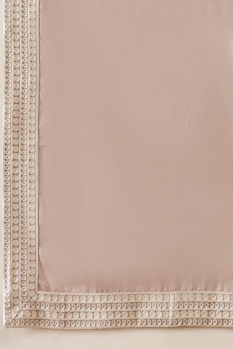 Beige Silk Blend Solid Embroidered Kurta Trouser With Dupatta MKPD1042