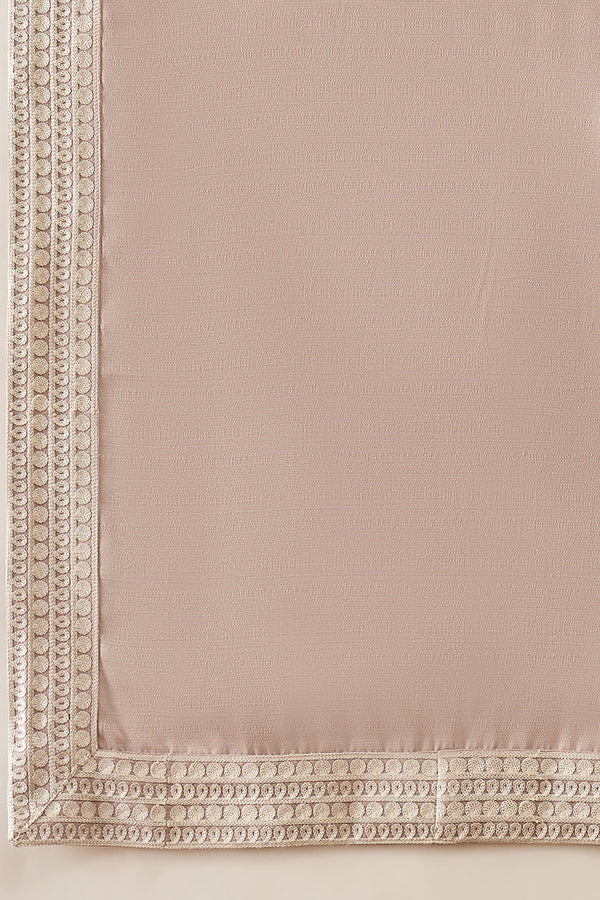 Beige Silk Blend Solid Embroidered Kurta With Dupatta MKUD1042