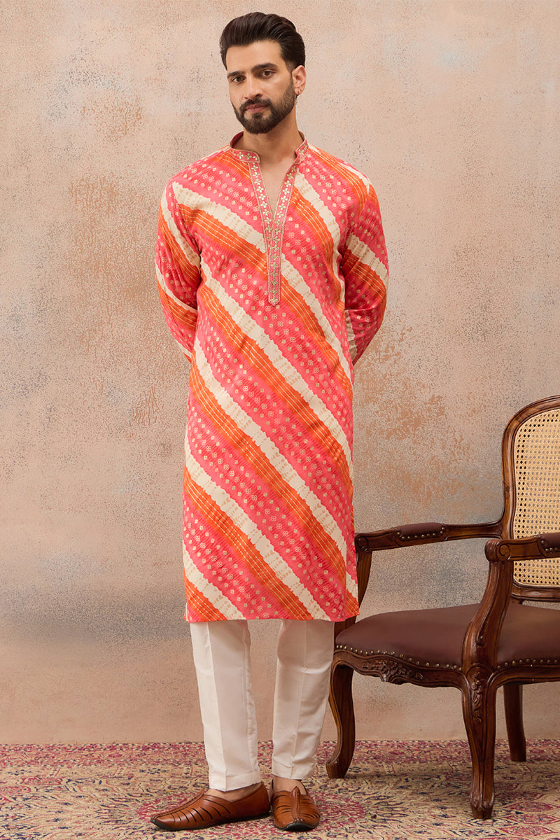 Multi Viscose Rayon Leheriya Printed Kurta MKU2812