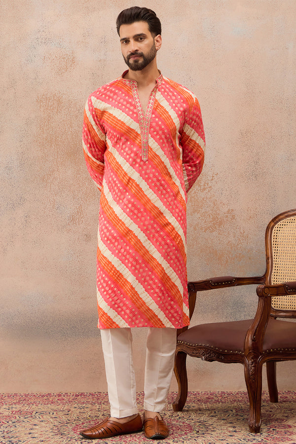 Multi Viscose Rayon Leheriya Printed Kurta MKU2812