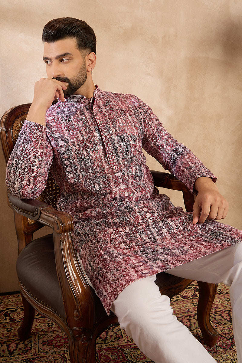 Brown Viscose Rayon Solid Printed Straight Kurta With Trouser MKSET1660