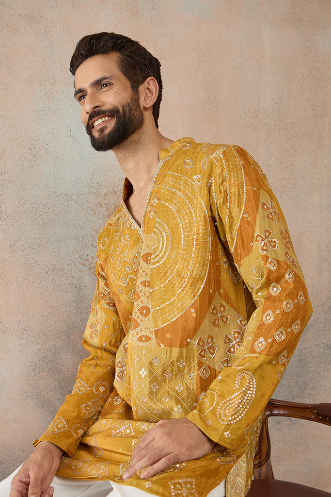 Green Silk Blend Ethnic Motifs Embroidered Kurta MKU2456