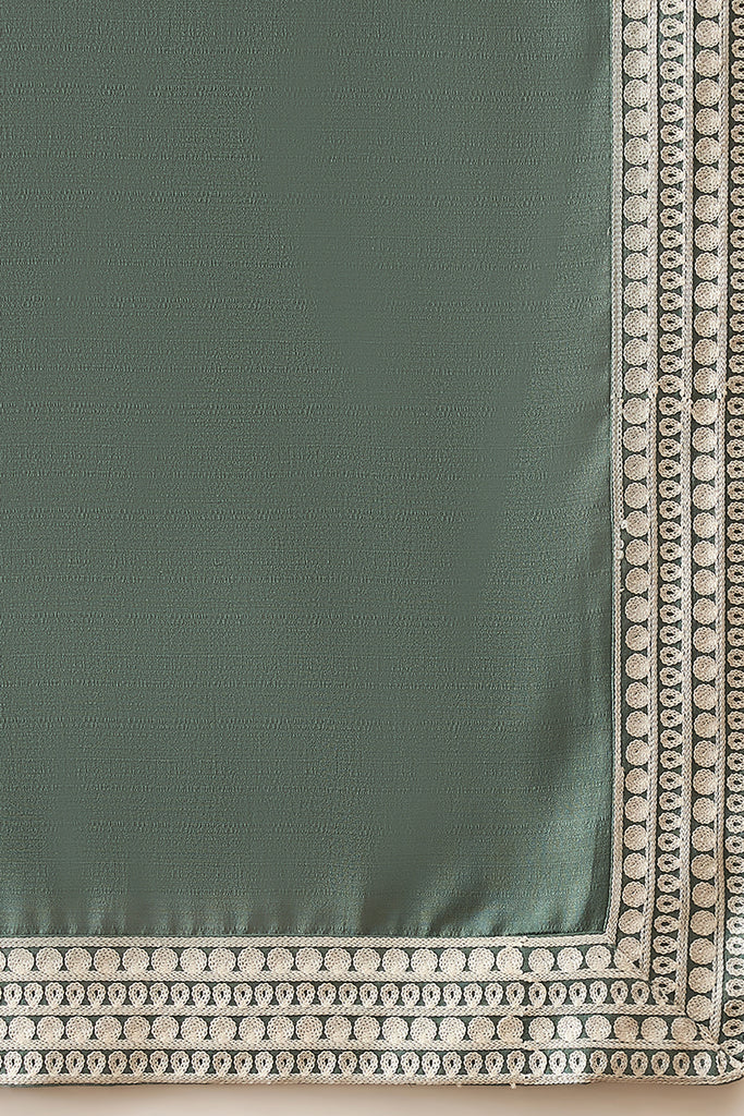 Green Silk Blend Solid Embroidered Kurta Trouser With Dupatta MKPD1040