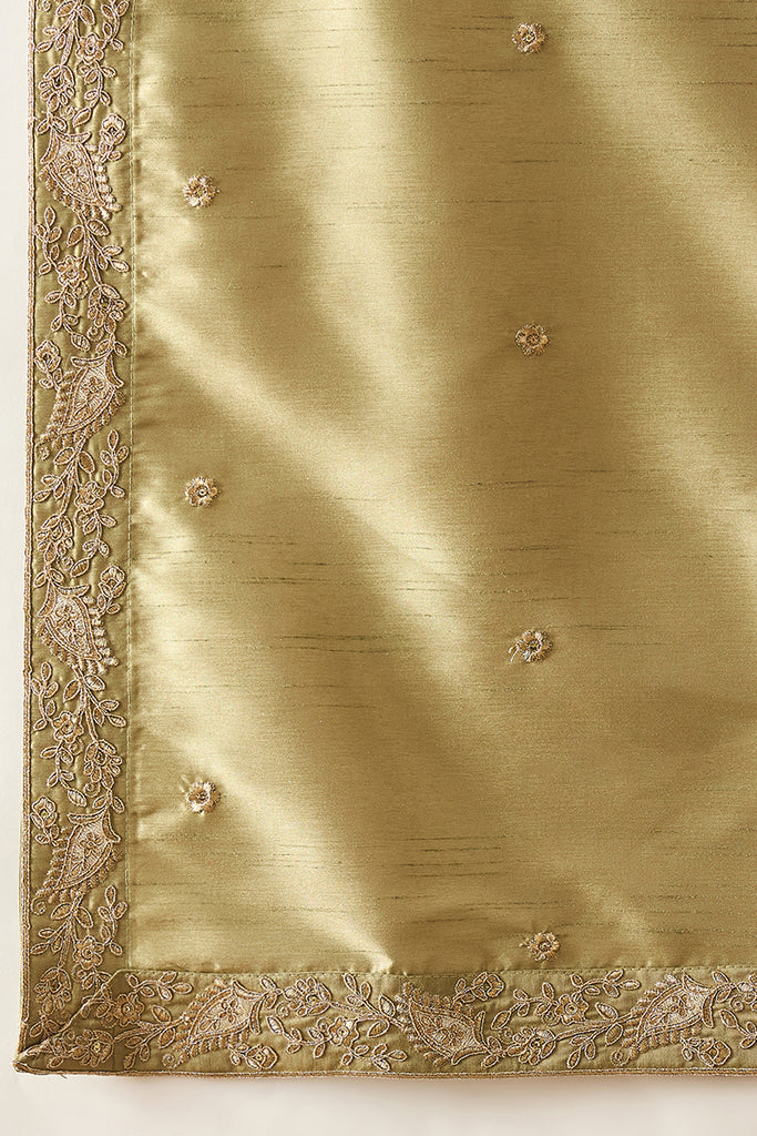 Green Zari Embroidered Silk Blend Kurta with Trousers & Dupatta MKPD1046