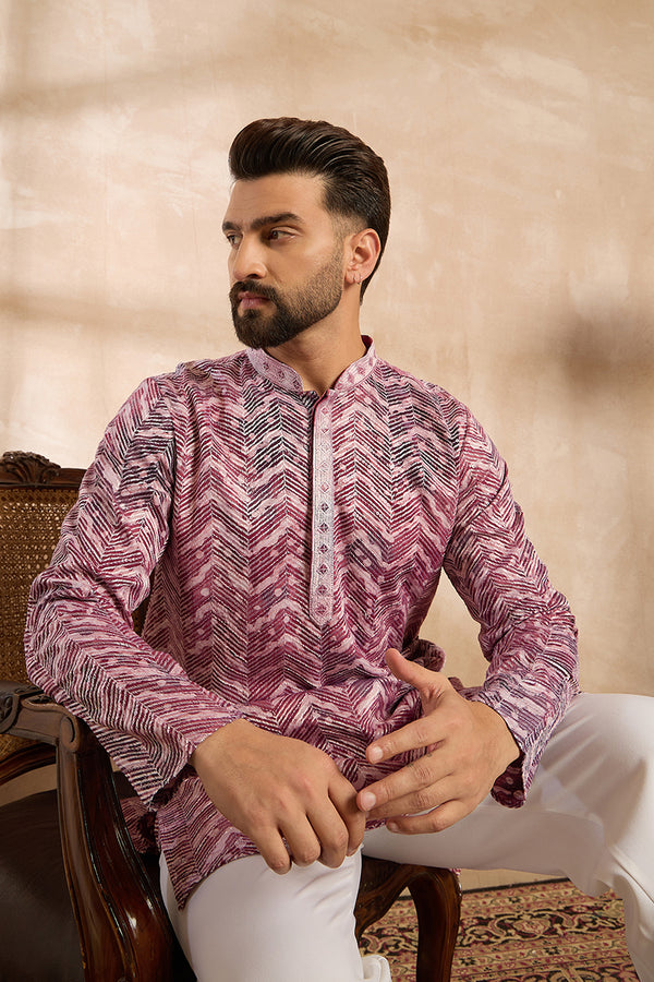 Maroon Silk Blend Solid Embroidered Straight Kurta MKU1729