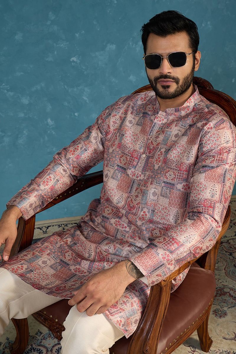 Multi Silk Blend Printed Straight Kurta MKU1939