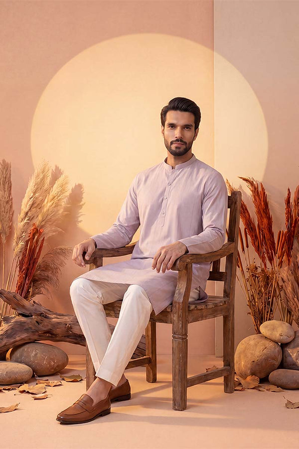 Lavender Silk Blend Solid Solid Kurta MKU2219