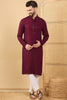 Ethnic Bay Maroon Viscose Rayon Solid Embroidered Straight Chikankari Kurta MKU1044