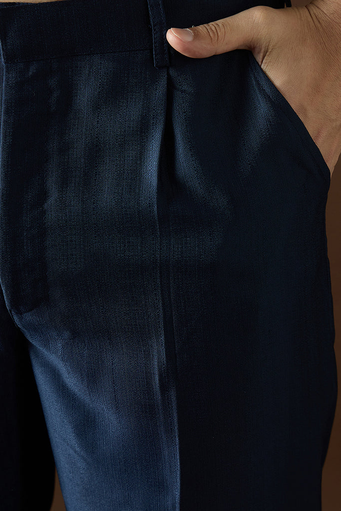 Blue Silk Blend Solid Dyed Kurta With Trouser MKSET2058