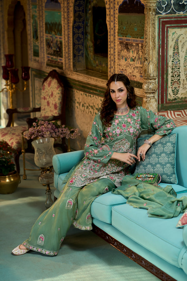 Dolenza Readymade Viscose Shimmer Plazzo Suit Set
