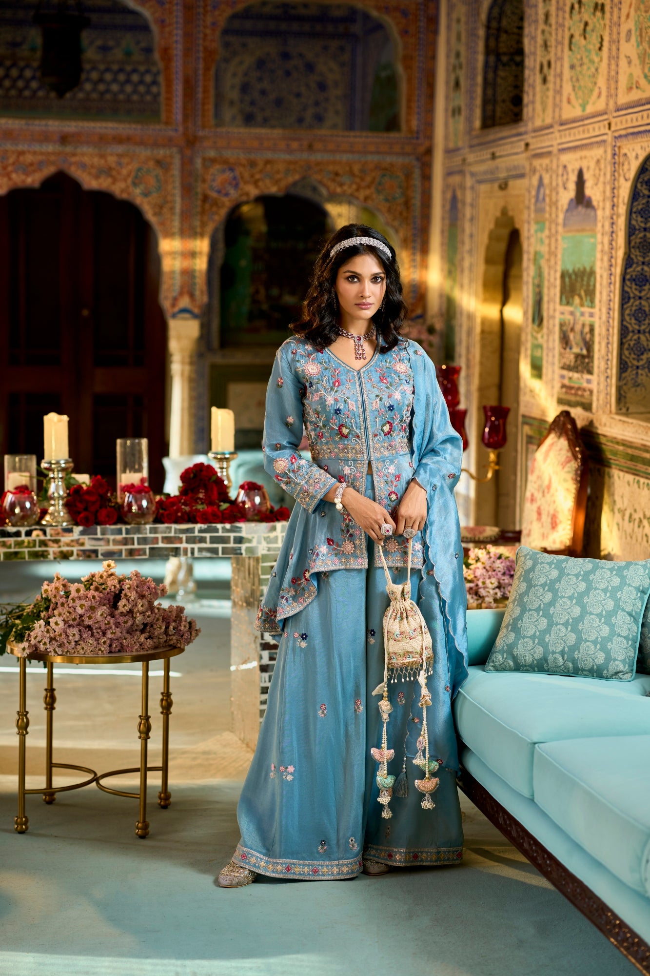 Dolenza Readymade Viscose Shimmer Plazzo Suit Set