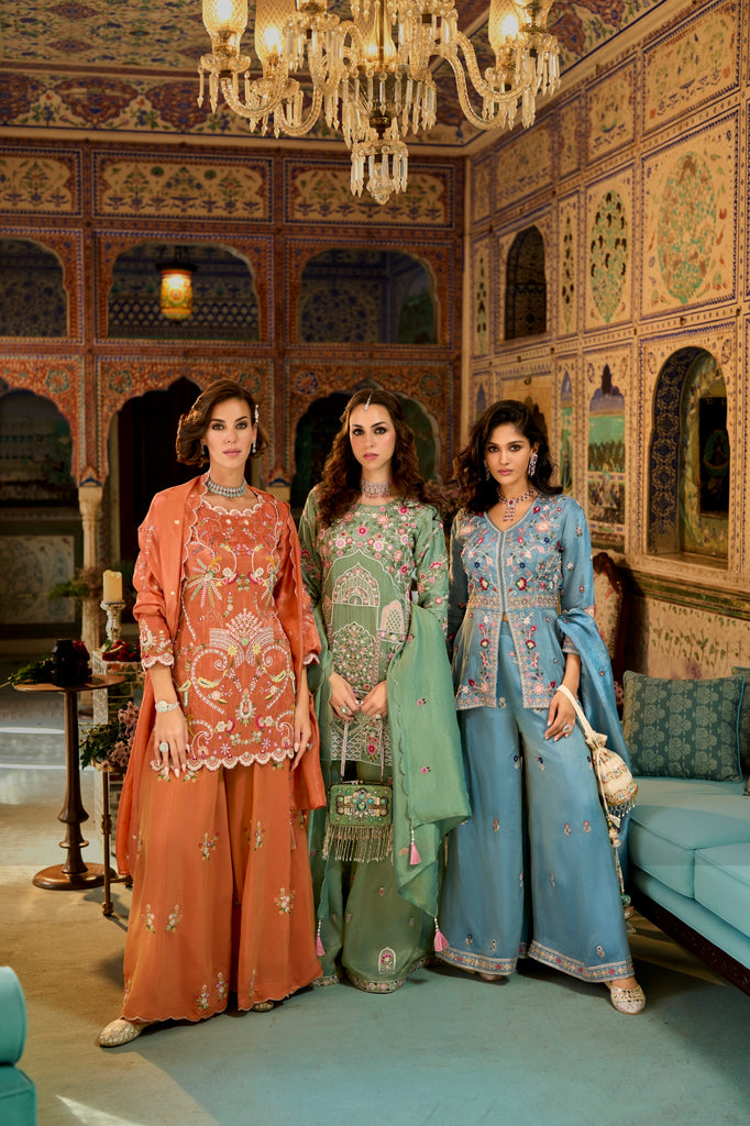 Dolenza Readymade Viscose Shimmer Plazzo Suit Set