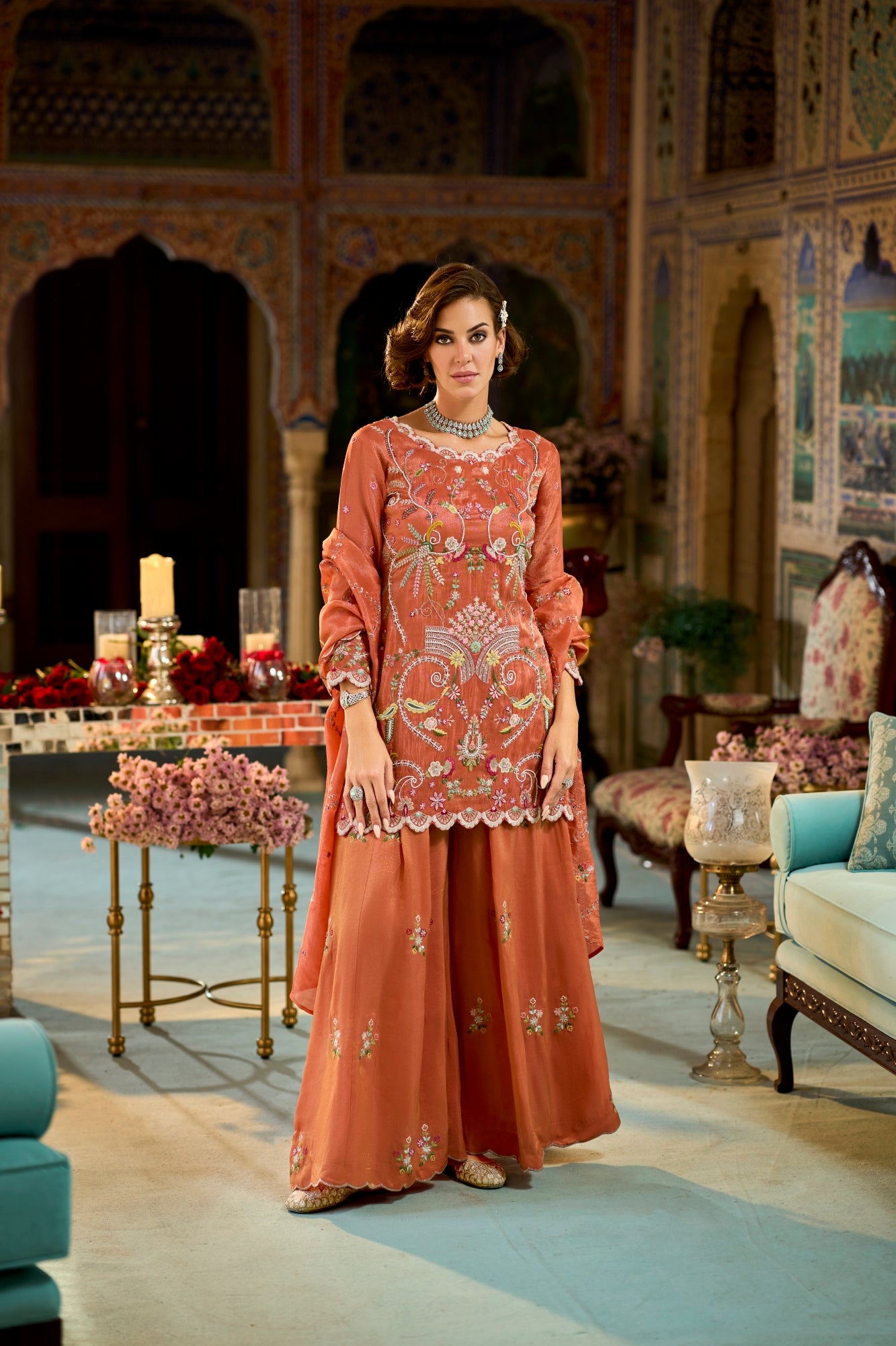 Dolenza Readymade Viscose Shimmer Plazzo Suit Set