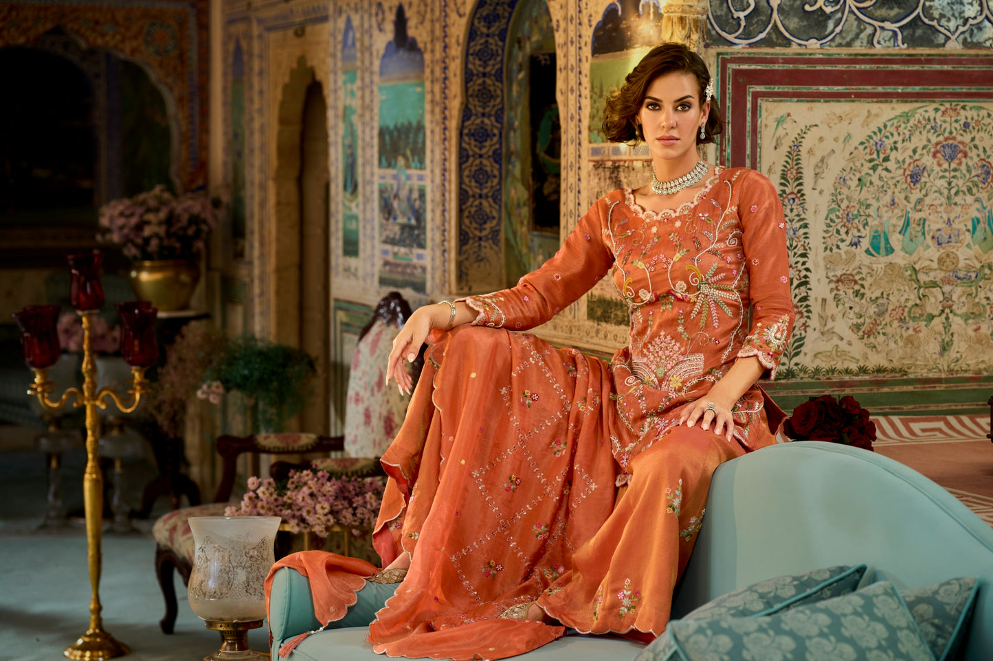 Dolenza Readymade Viscose Shimmer Plazzo Suit Set