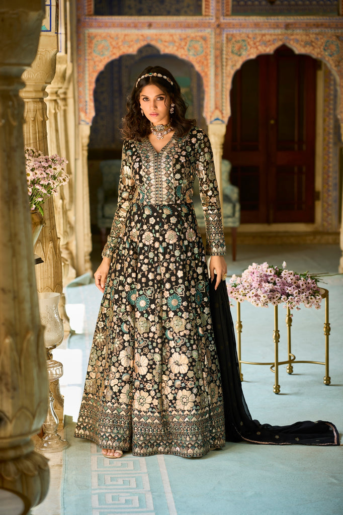 Zeelmeel Readymade Georgette Anarkali Gown with Dupatta