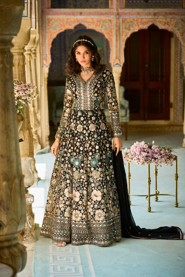Zeelmeel Readymade Georgette Anarkali Gown with Dupatta